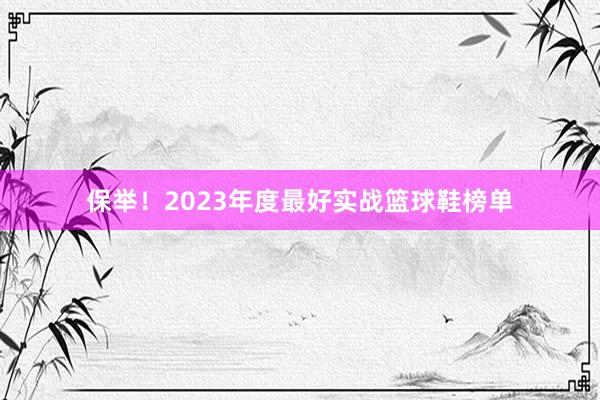 保举！2023年度最好实战篮球鞋榜单